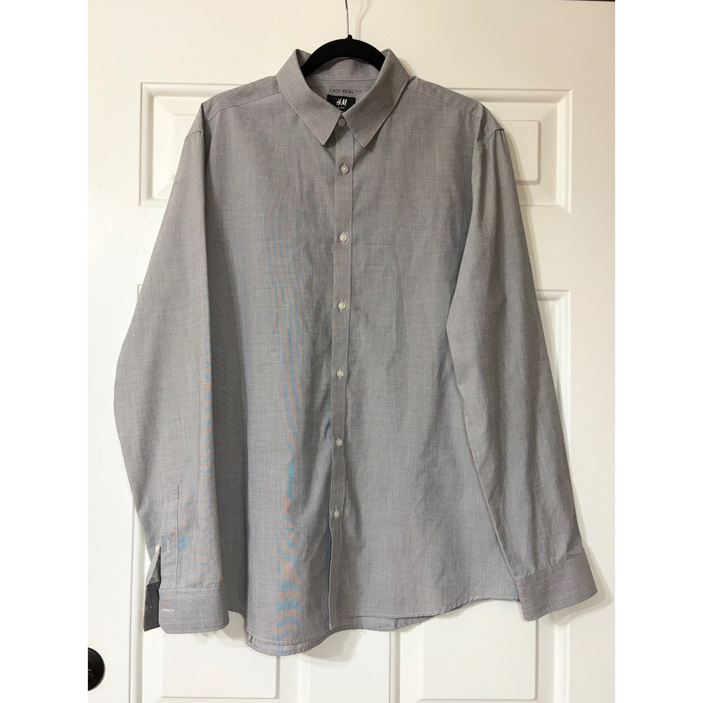 H&M | Easy Iron Slim Fit Button Down Shirt | XL || Grey|